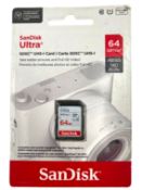 Five as new SanDisk Ultra 64GB SDXC UHS-I Card Memory Cards (Some damage to packaging).