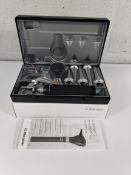An as new Riester 3.5v xenon otoscope with C-handle, comes with two lithium batteries (REF: 3860).