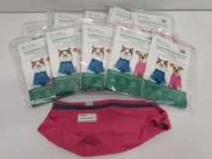 Ten as new VetMedWear recovery suits, wound protection clothing for pets post-surgery, size S.