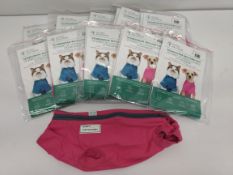 Ten as new VetMedWear recovery suits, wound protection clothing for pets post-surgery, size S.