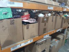 A shelf of assorted in-date food and confectionery products and related.