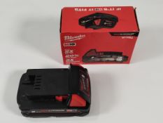 Two Milwaukee M18 Red Lithium Rechargeable Batteries, 2.0Ah, M18B2.