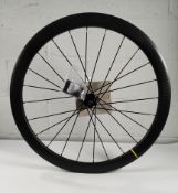 A Mavic Cosmic SL45 disc carbon bicycle wheel rim with hub grease pack - hub has slight marks (SCD13