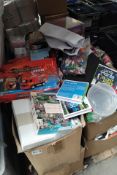 Twelve boxes of assorted goods including homeware and related items.