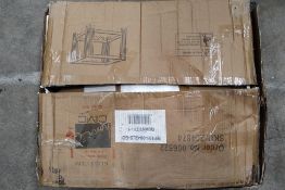 An as new Cohen Gold Steel Tubes and Clear Glass End Table (MF191-009GLS-GD) (wet damaged box) (stoc