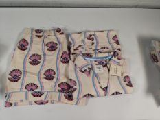 Four women's as new Chelsea Peers Wavy Shell Stripe Short Set Pyjamas (UK S/10).