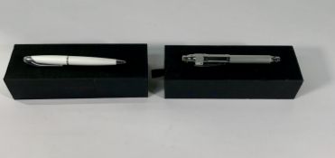 An as new Colibri Equinox Twist Ballpoint Pen-Metallic White Lacquer and Chrome Finish-Luxury Pen an