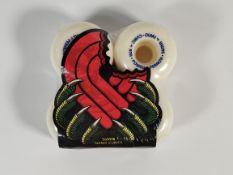 A set of as new Powell Peralta Dragon Nano Cubic Skateboard Wheels, 56 x 37mm, 97A, Off White (EAN: