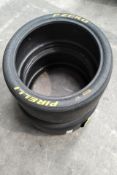 A set of as new Pirelli Pzero racing slick tyres - competition use only, size 225/635-19.
