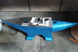 A blacksmith anvil rounded and pointed horns in blue - 60kg/132lbs with round and square holes.