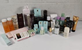 Assorted cosmetics, fragrances and related to include Estee Lauder, Clarins and Calvin Klein (mostly