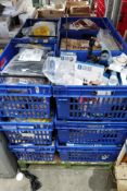Fifteen crates of assorted goods including commercial, industrial and related items.