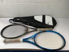 Two pre-owned tennis rackets to include Wilson Blade V8 104 16x19 290g and Bobolat Pure Drive Lite 1