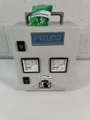 Assorted as new livestock slaughter equipment and related to include a Freund Stun Check M, six Freu