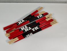 Ten pairs of as new Vic Firth - Alex Acuna Conquistador Timbale Sticks, red.
