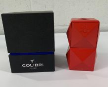 An as new Colibri Quasar triple jet table lighter (red, box unsealed, over 18s only).