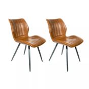 As new Bluebone Seating Alpha Ribbed Dining Chairs, vegan leather, set of 2 (stock image).