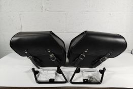 A set of Craftride embossed motorbike saddlebags, Fargo black, 13 litre capacity with mounting suppo