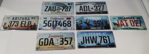 Eight as new American States replica number plate metal signs.