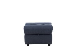 Blue Fabric Footstool. RRP £345. 63W x 61D x 47H cm. Distinctive, contoured shape. Comfy cushioned