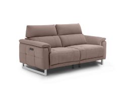 Three-Seater Fabric Power Recliner Sofa with Telescopic Headrests. RRP £2,299. In Dex Shadow. 198W x