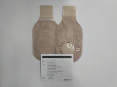 Six boxes of as new Hollister 2-piece Drainable Ostomy Pouches, 70mm, Beige, 30 pcs per box (REF: 27