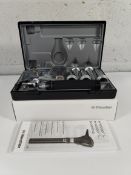 An as new Riester 3.5v xenon otoscope with C-handle, comes with two lithium batteries (REF: 3860).