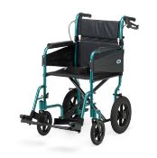 An as new Days Escape Lite transit attendant propelled lightweight wheelchair in blue/silver, size: