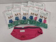 Ten as new VetMedWear recovery suits, wound protection clothing for pets post-surgery, size S.