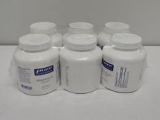 Six tubs of Pure Encapsulations Magnesium (glycinate) food supplement (180 capsules per tub, EAN: 76