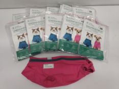 Ten as new VetMedWear recovery suits, wound protection clothing for pets post-surgery, size S.