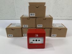Seven Eaton Cooper intelligent addressable manual call points, red, boxed (CBG370S).