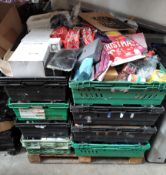 A pallet of assorted items to include industrial related, crafts and homewares.