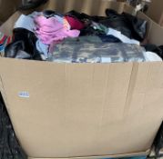 A pallet of assorted pre-owned clothing and related.