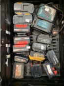 Thirteen pre-owned power tool batteries to include Milwaukee, Makita, DeWalt.