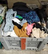 A stillage of assorted pre-owned clothing and related (stillage not included).