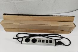 Four Ehmann type F 2+6 (PLUG/USB) gang power distribution units, 3m cable, 16A, 230 V (UK adaptor re