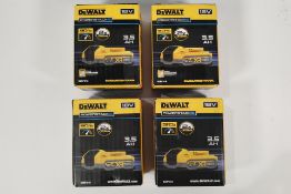 Four as new DeWalt Powerstack Rechargeable Batteries, 3.5AH, 18V, TYPE2 (MN: DCBP318).