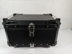 An as new Bagtecs XB65 motorcycle aluminium top box, 65ltr, black.