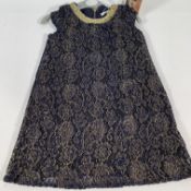 Fourteen children's Pitter Patter navy and gold dresses, 7x aged 2-3yr old and 7x aged 3-4yr old.