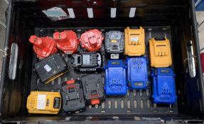 Fourteen pre-owned power tool batteries to include DeWalt, Makita.