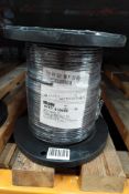 A Belden 500ft coaxial cable spool, 20 AWG, 50 OHM, black (8262 010).