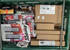 A quantity of assorted batteries to include Energizer, Amazon and related.