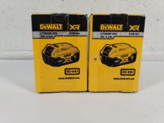 Two as new DeWALT XR lithium ion 18v 5.0AH batteries (REF: DCB184).