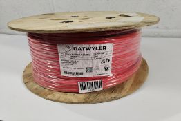 A reel of Datwyler DFS enhanced fire safety red cable -100m (18836810ZN).