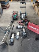 A quantity of pre-owned power tools and related items to include a Hilti nail gun GX120-ME and a Hil