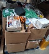 A pallet of miscellaneous items to include tools, homewares and toys.