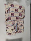Five women's as new Chelsea Peers Wavy Shell Stripe Short Set Pyjamas (UK M/12 x 3, L/14 x 2).
