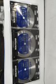 Three as new Evolution M355TCT-66CS Steel Cutting Blades 355mm x 25.4mm x 66T, Ultra High Grade Carb