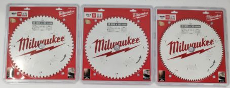 Three assorted as new Milwaukee circular blades - wood cutting discs.